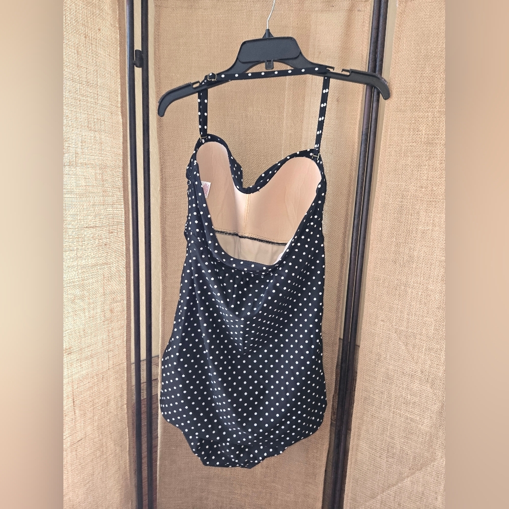 Women's Merona Black White Polka Dot Swim Dress Size XL - Picture 10 of 10